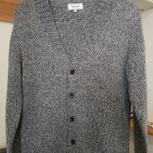 Frank & Oak Grey Marled V‑Neck Button Cardigan